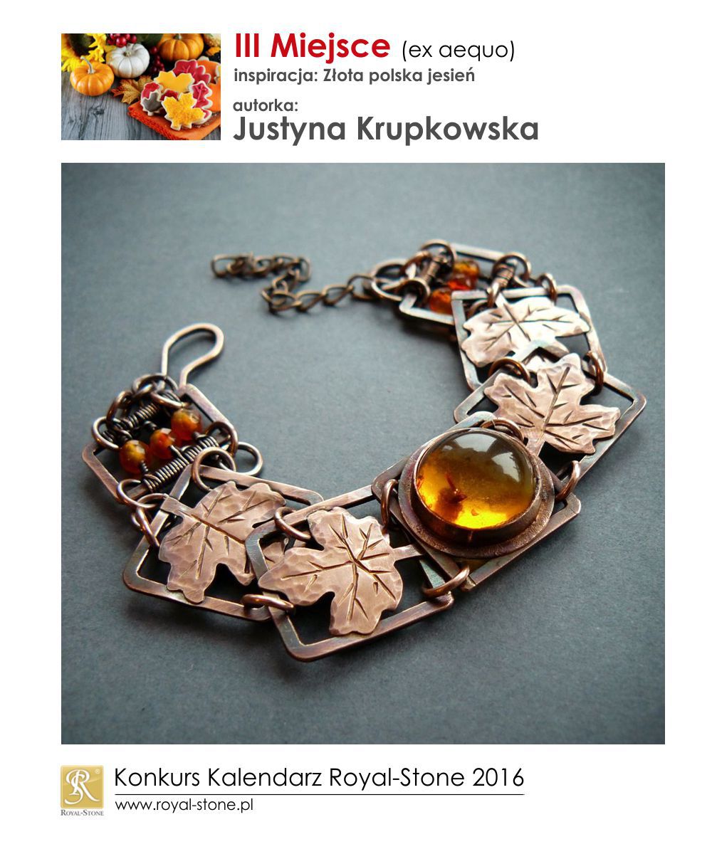 Złota polska jesień III miejsce Justyna Krupkowska biżuteria miedź Royal-Stone