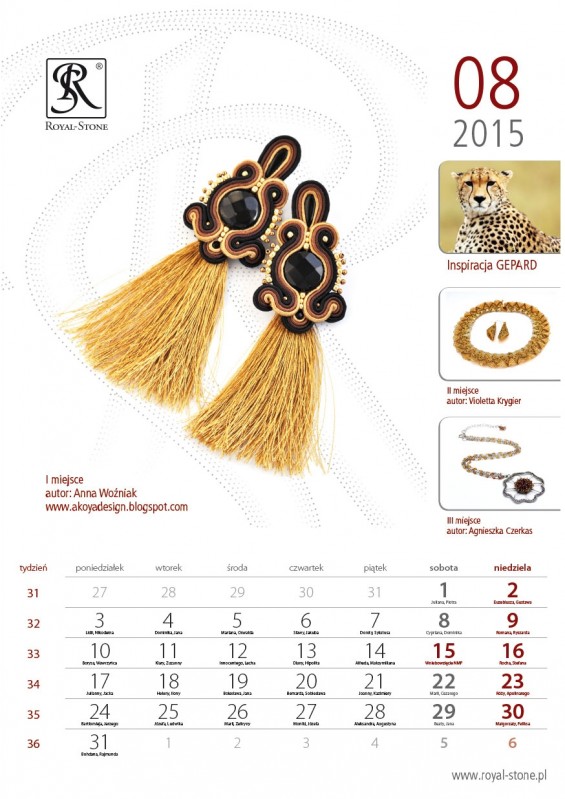 Kartka z Kalendarza Royal-Stone sierpień 2015 Anna Woźniak Akoya Design