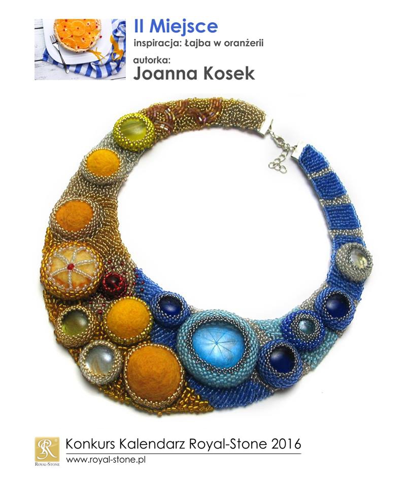 Joanna Kosek II miejsce Konkurs biżuteryjny Kalendarz Royal-Stone 2016 inspiracja Łajba w oranżerii beading filc naszyjnik