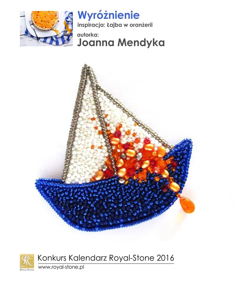 oanna Mendyka wyróżnienie Konkurs biżuteryjny Kalendarz Royal-Stone 2016 inspiracja Łajba w oranżerii beading zawieszka broszka