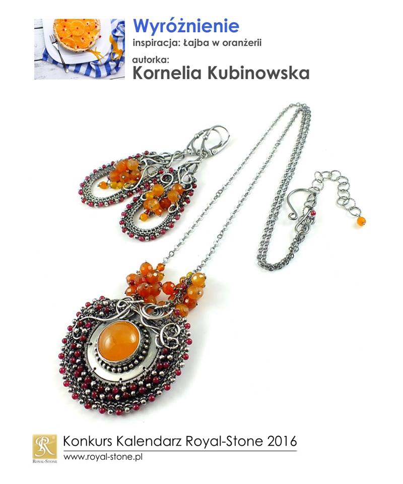 Kornelia Kubinowska wyróżnienie Konkurs biżuteryjny Kalendarz Royal-Stone 2016 inspiracja Łajba w oranżerii wire wraping naszyjnik kolczyki