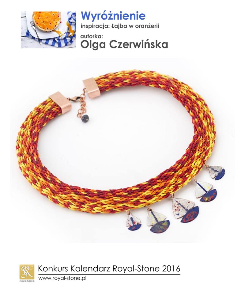 Olga Czerwińska wyróżnienie Konkurs biżuteryjny Kalendarz Royal-Stone 2016 inspiracja Łajba w oranżerii naszyjnik