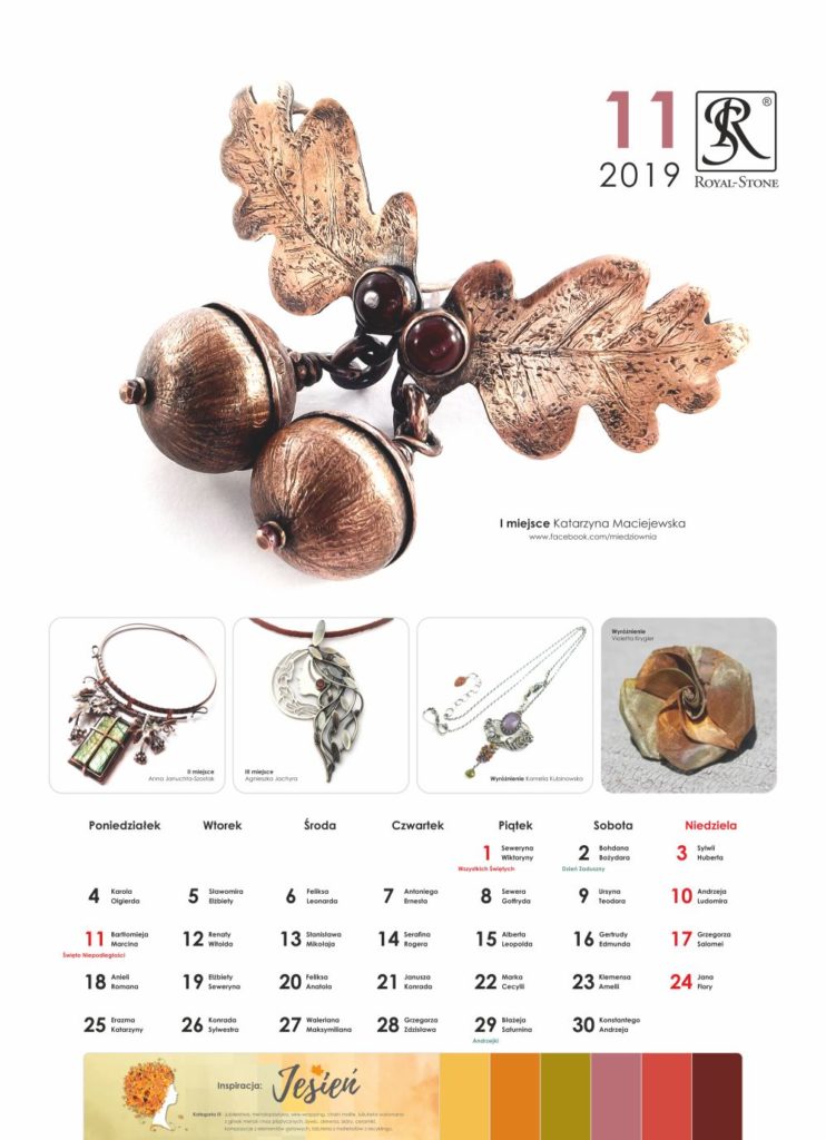 Kartka z Kalendarza biżuteryjnego Royal-Stone. Listopad 2019 