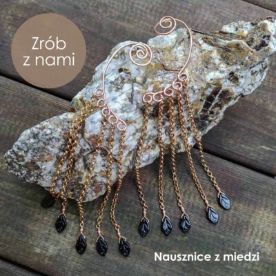 Nausznice z miedzi z łańcuszkami – tutorial